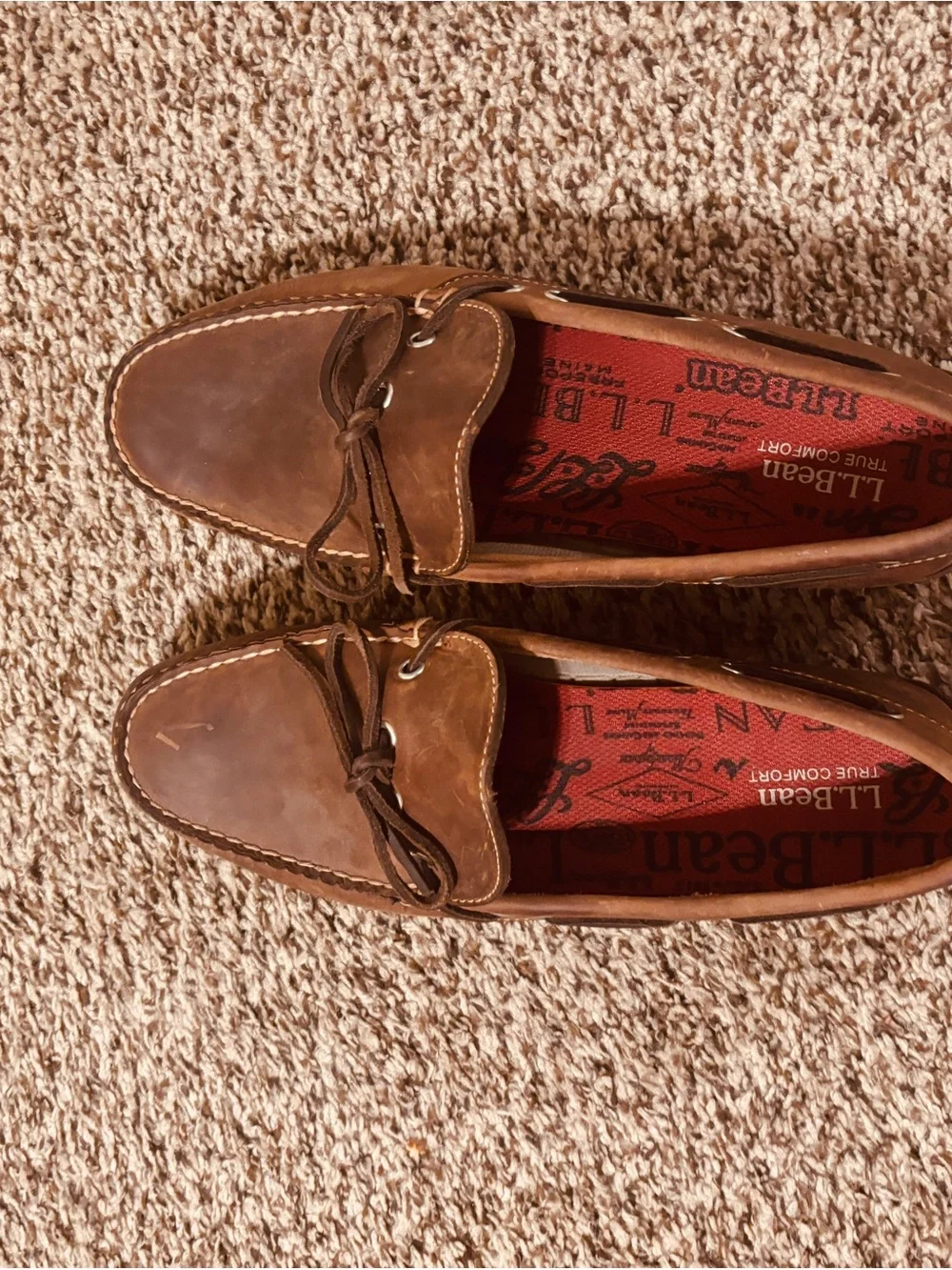 L.L. Bean Men's Brown Leather Moc Toe Boat Shoes US 11D Old Money Preppy Office